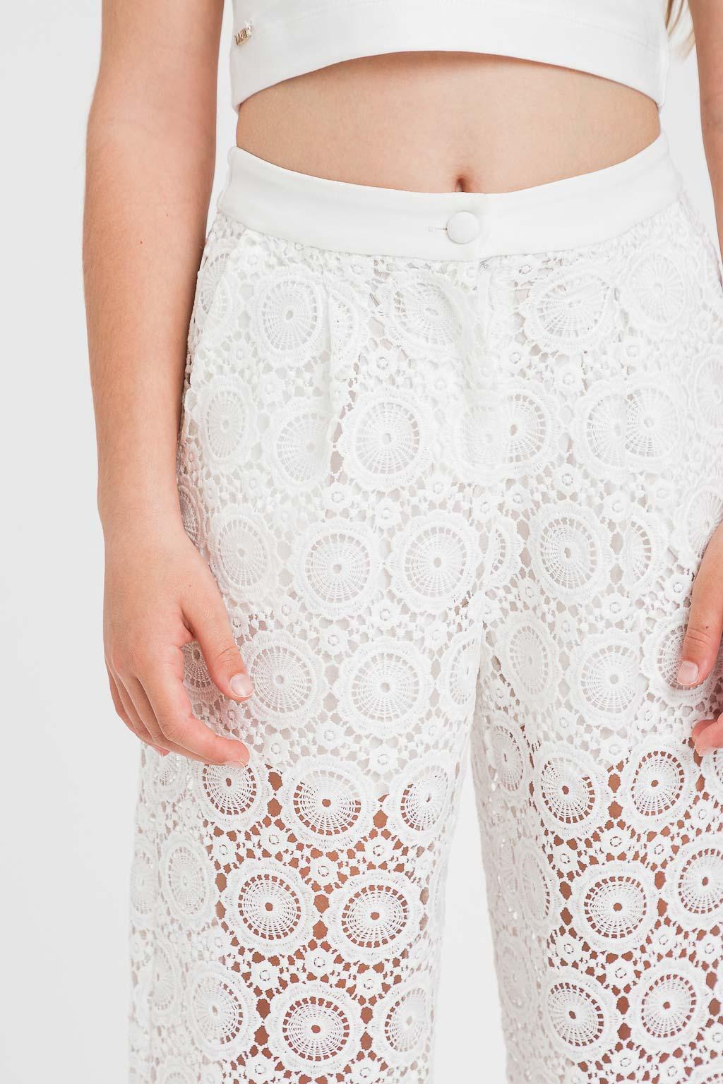 PANTALONE BAMBINA IN PIZZO BIANCO TWINSET 261GJ2Q21 BIANCO TWINSET KIDS