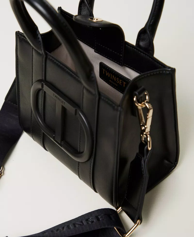 Borsa a tracolla effetto pelle con Oval T 251GJ8013 NERO TWINSET KIDS