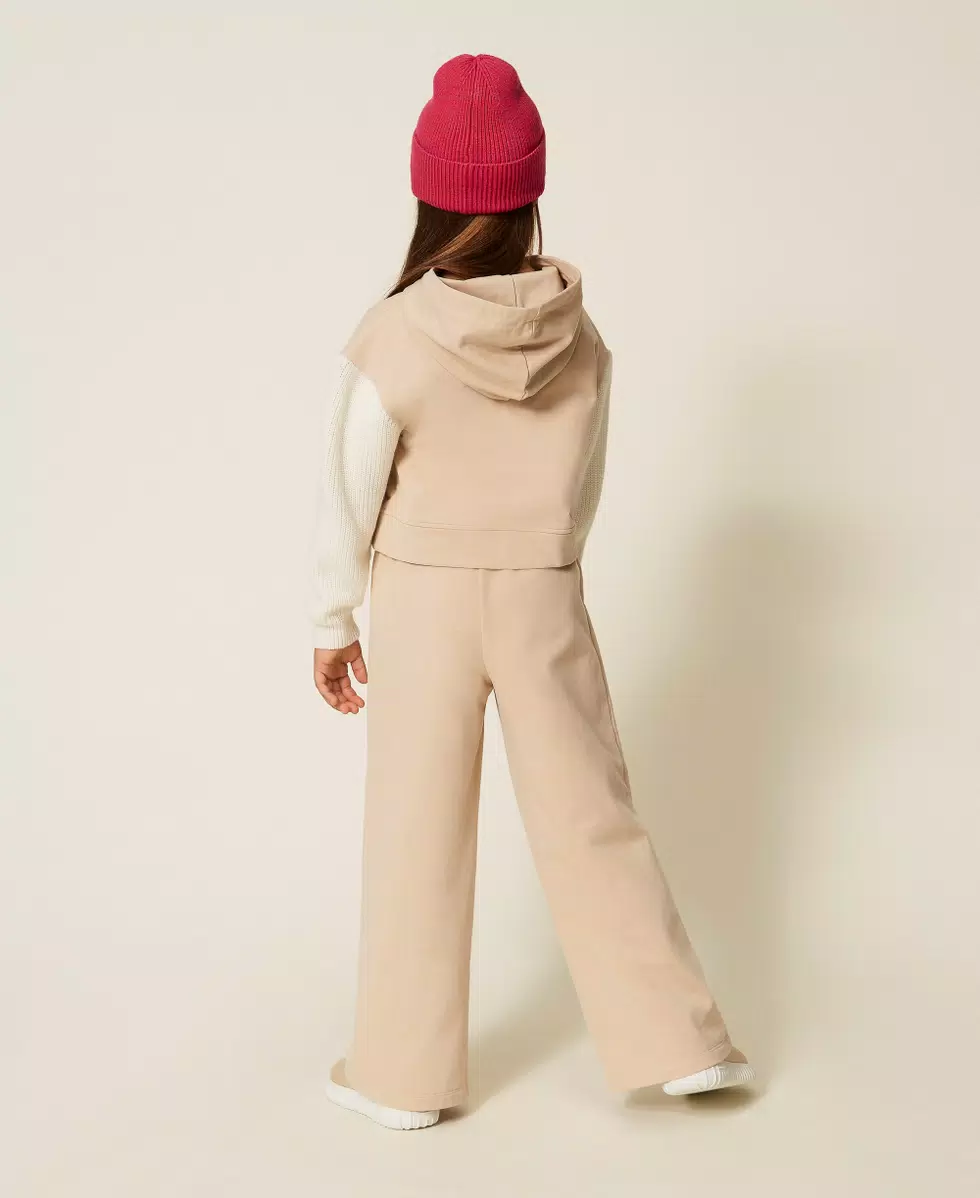 PANTALONE BAMBINA AMPIO IN FELPLA BEIGE TWINSET 252GJ2061 SAND DARK\MILK TWINSET KIDS