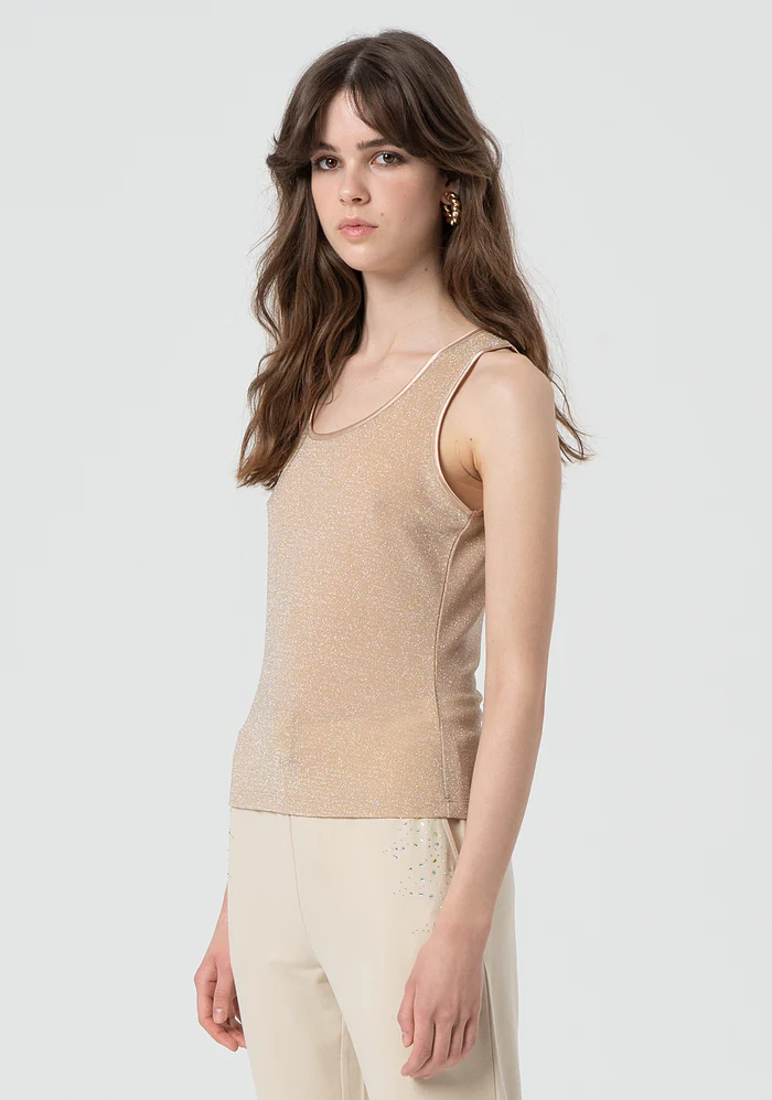 Canotta aderente con lurex<BR/> FR25ST2025J445Q7 GOLD FRACOMINA