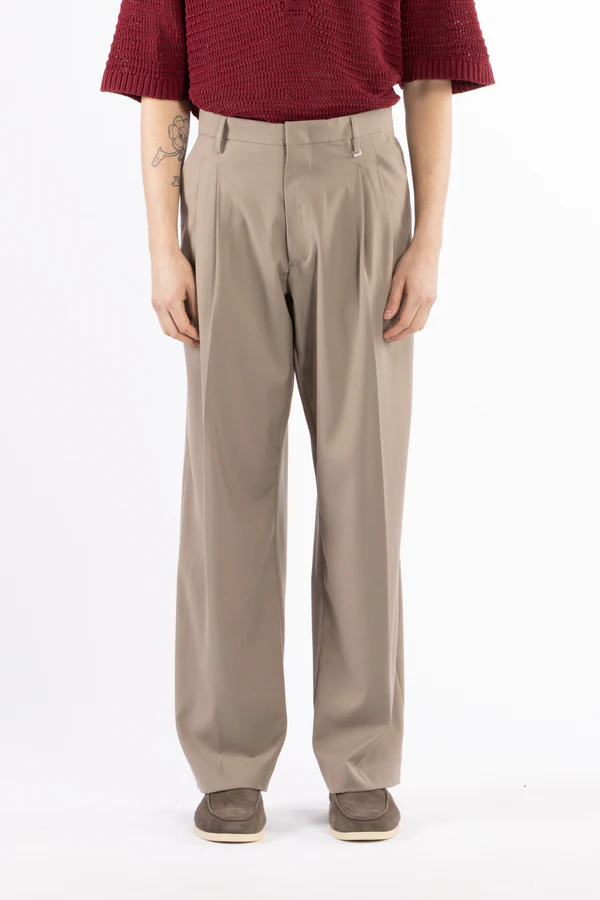 pantalone uomo fondo ampio doppia pence taupe i'm brian PA3680 TAUPE I'M BRIAN