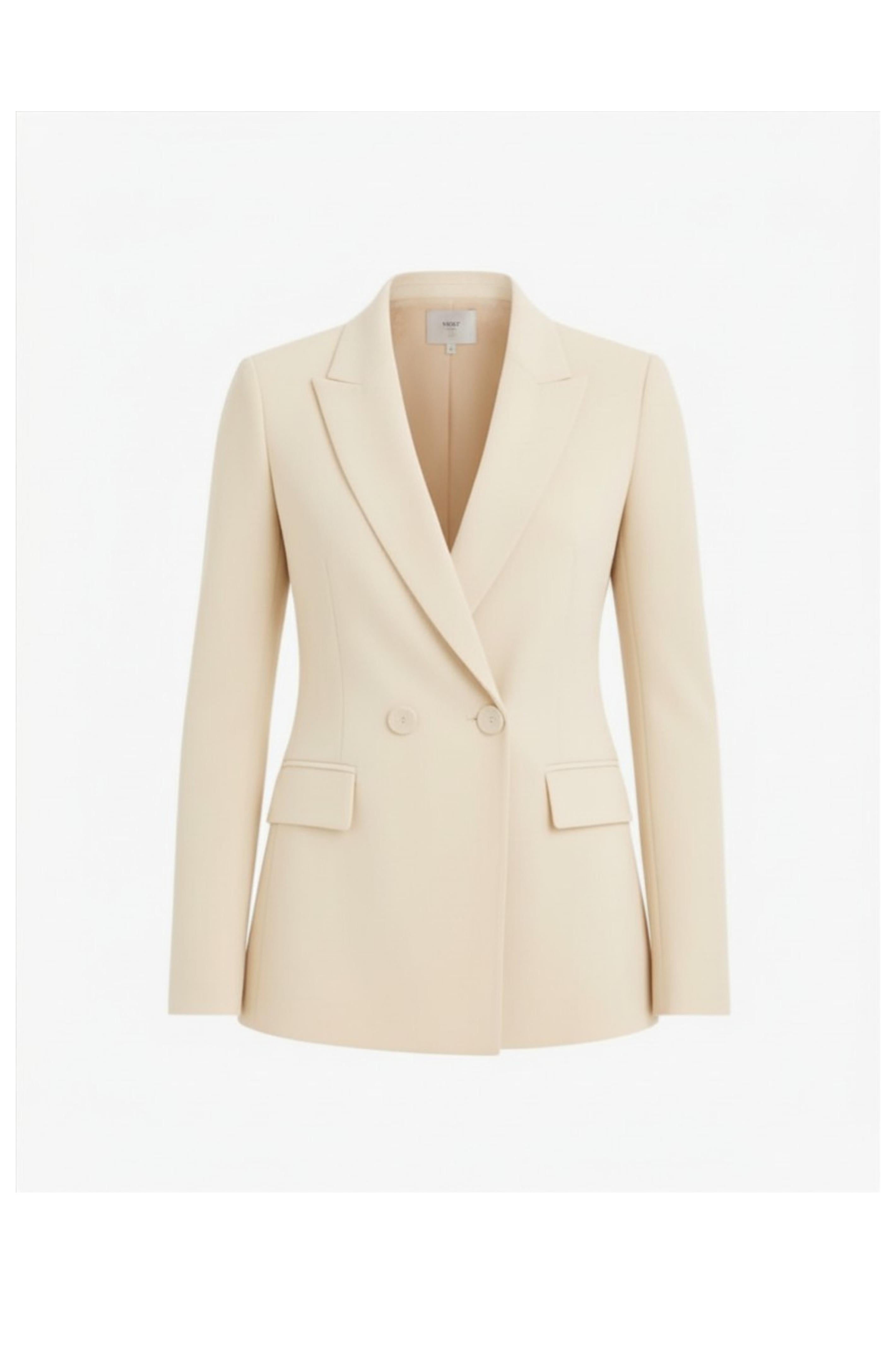 TAILLEUR DONNA GIACCA DOPPIOPETTO E PANTALONE PALAZZO BURRO SHIKI SK26142 MANDORLA SHIKI