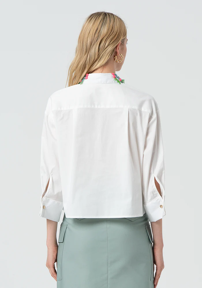 Camicia cropped in popeline