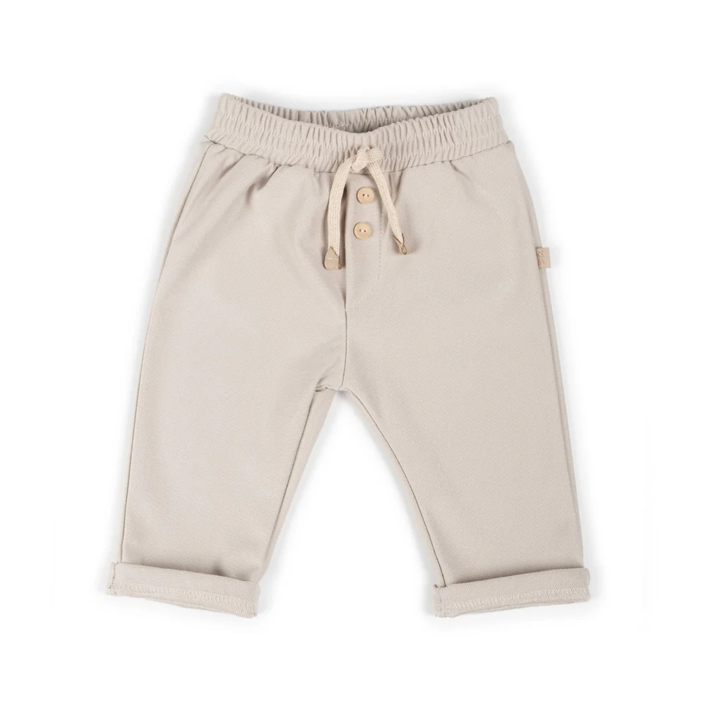 pantalone neonato con elastico e bottoni decorativi light sand bamboom 1128TE LIGHT SAND BAMBOOM