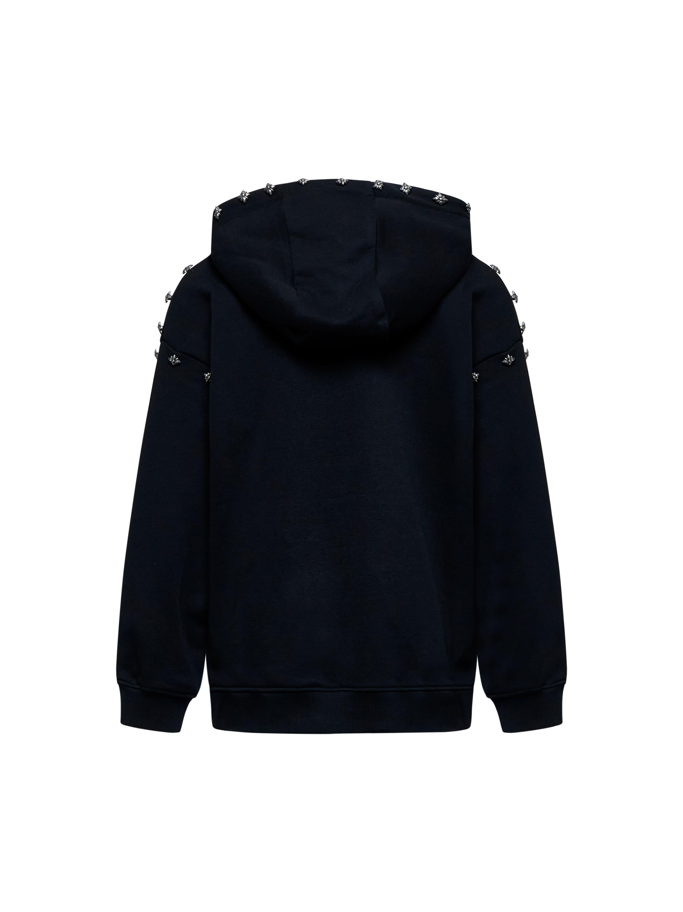 FELPA BAMBINO BAYAD CON CAPPUCCIO E BORCHIE APPLICATE NERA RICHMOND RBA25081FE BLACK JOHN RICHMOND JUNIOR