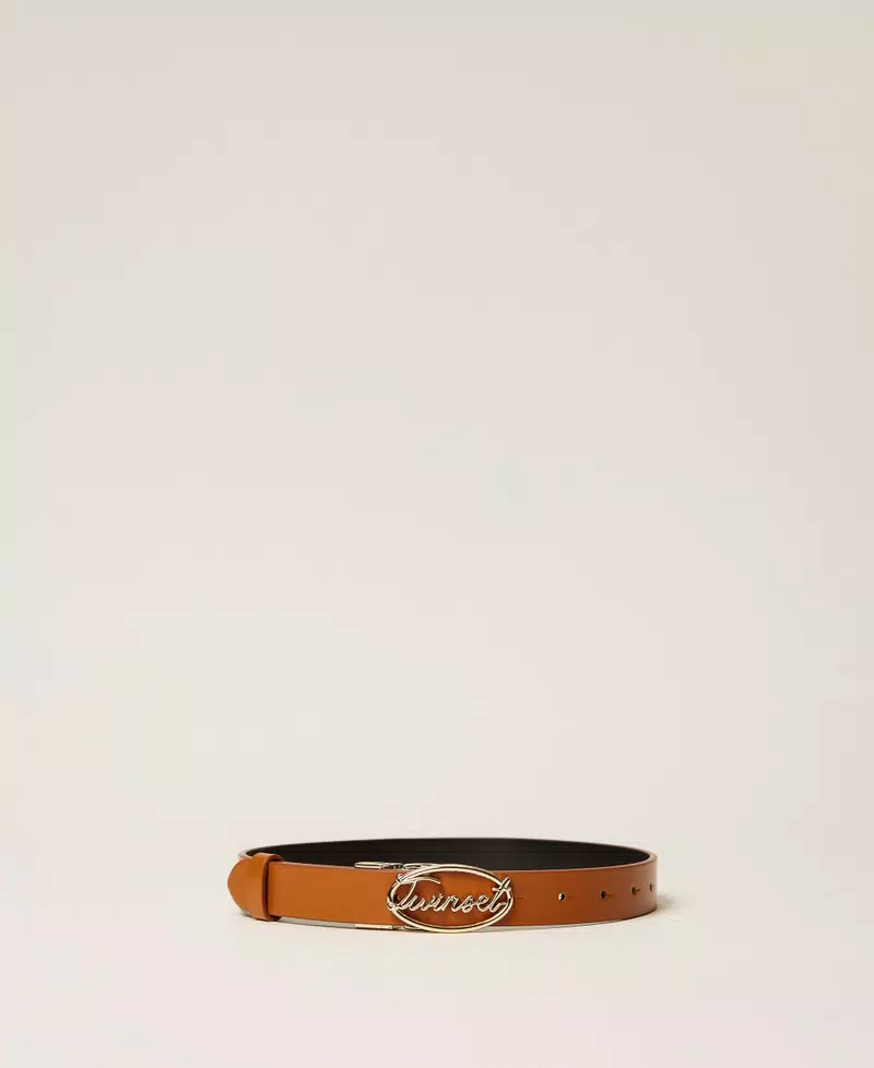 CINTURA REVERSIBILE CON LOGO LETTERING 261GJ5014 CUOIO/NERO TWINSET KIDS