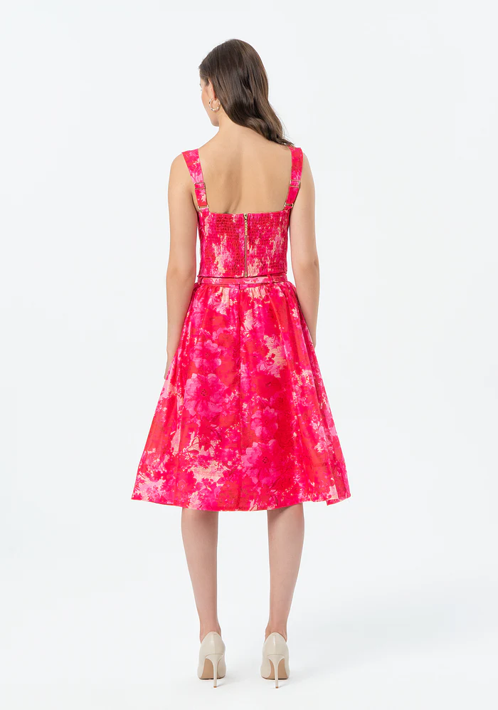 Gonna svasata midi in fantasia astratta FR25SG2012W775U6 RED-PINK FRACOMINA
