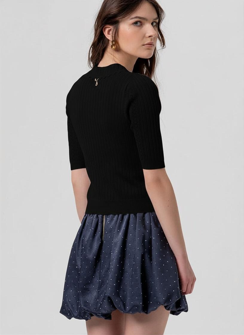 Polo donna slim in maglia con trafori NERO fracomina <BR/> FR26ST7013K41601 NERO FRACOMINA