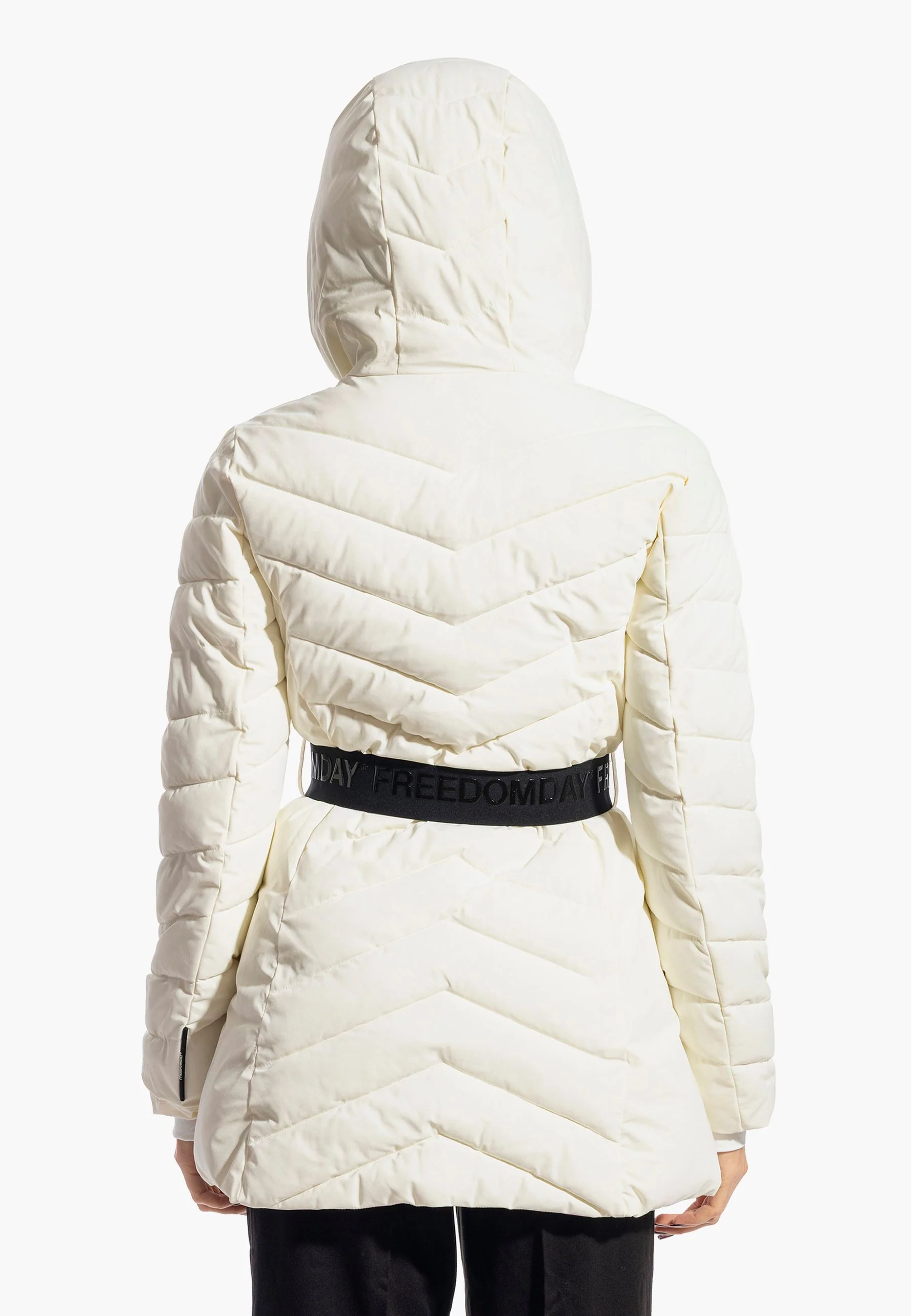 piuminoDONNA CON CAPPUCCIO CINTURA EGRET FREEDOMDAY O00052 EGRET FREEDOMDAY