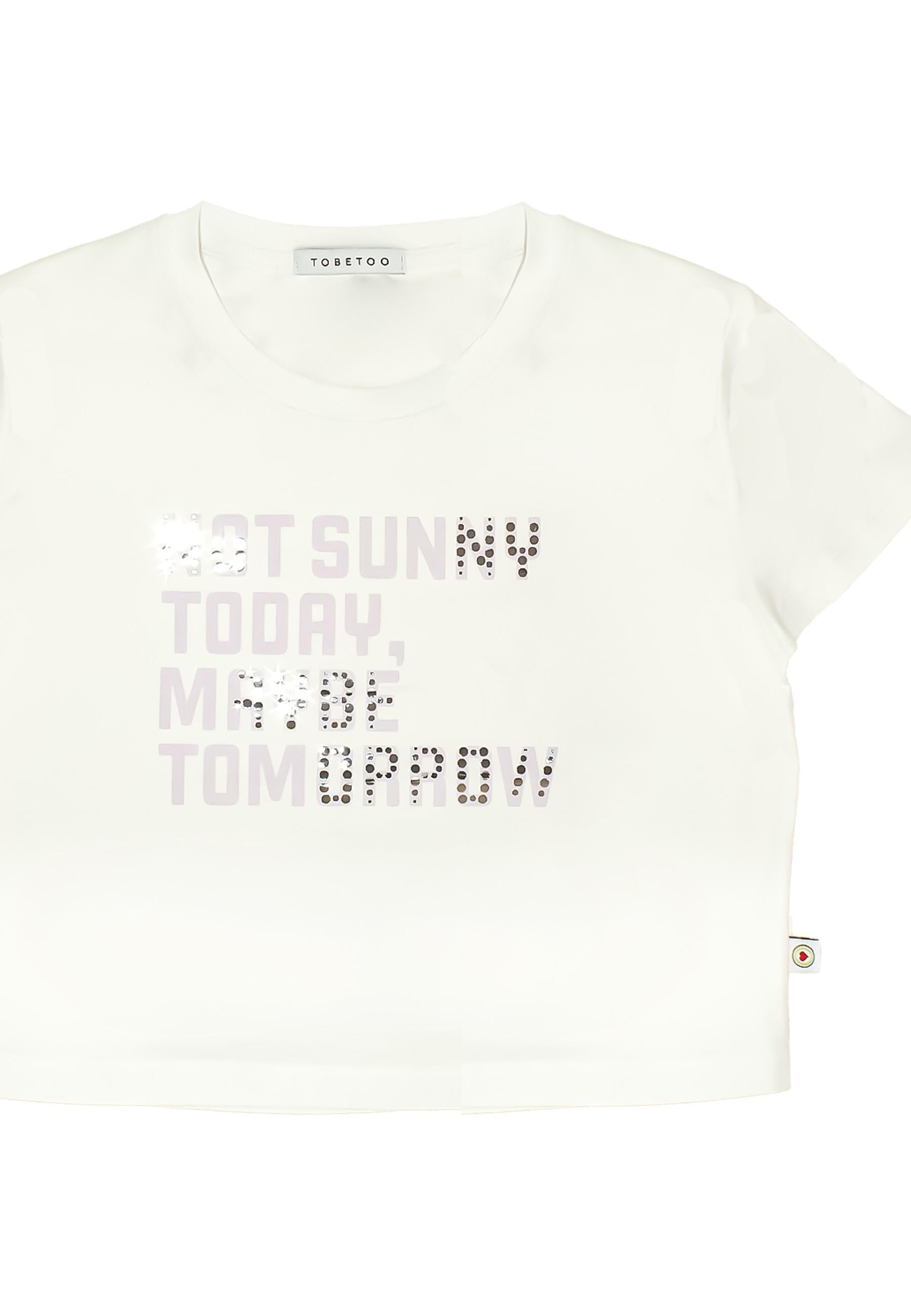 T-SHIRT BAMBINA CON STAMPA E GRAFICA BIANCO TO BE TOO T1382T BIANCO TO BE TOO