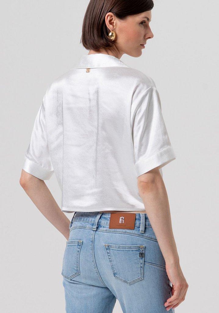 Camicia cropped in raso con nodo FR26ST6036W41101 CREAM FRACOMINA
