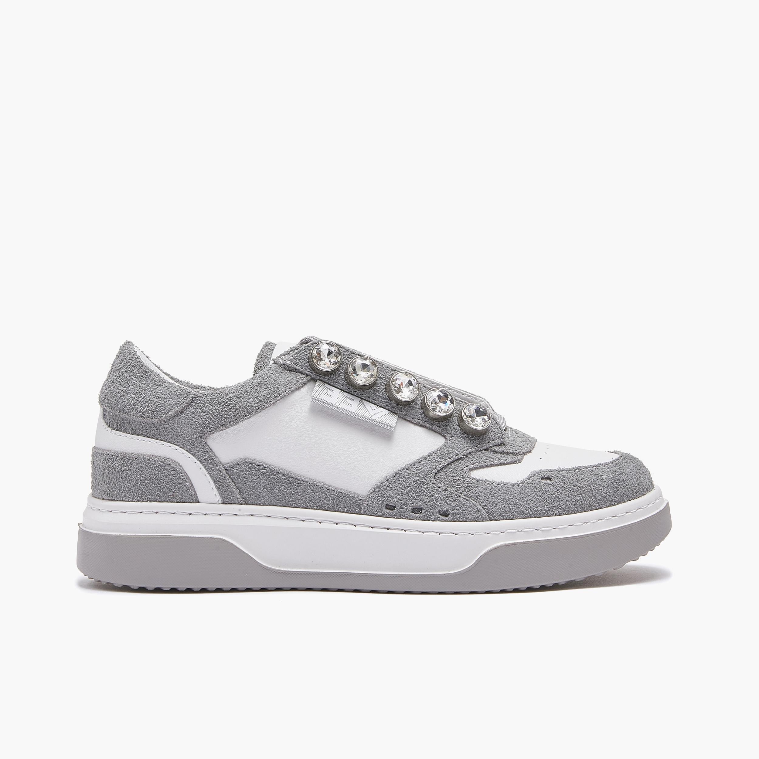 SNEAKERS DONNA DENISE STRASS 502-10 GREY EMANUELLE VEE 452P-502-10-P158CB GREY-WHITE EMANUELLE VEE