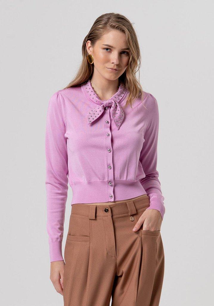 cardigan donna con nodo e borchie PINK FRACOMINA FR26ST8016K42101 PINK FRACOMINA