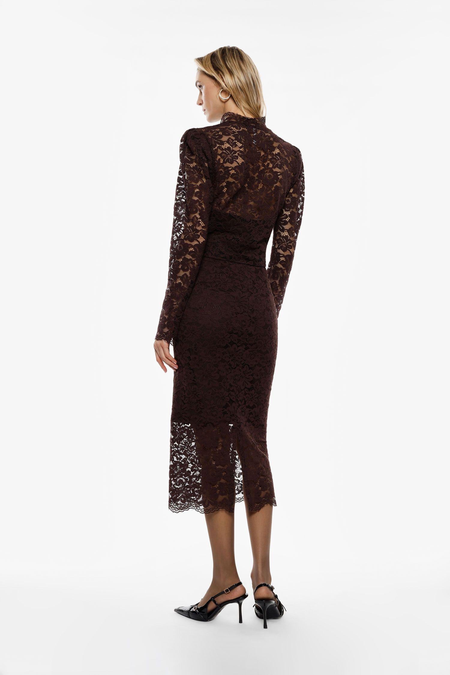 gonna donna longuette in pizzo moro imperial GMK5KMA MORO IMPERIAL