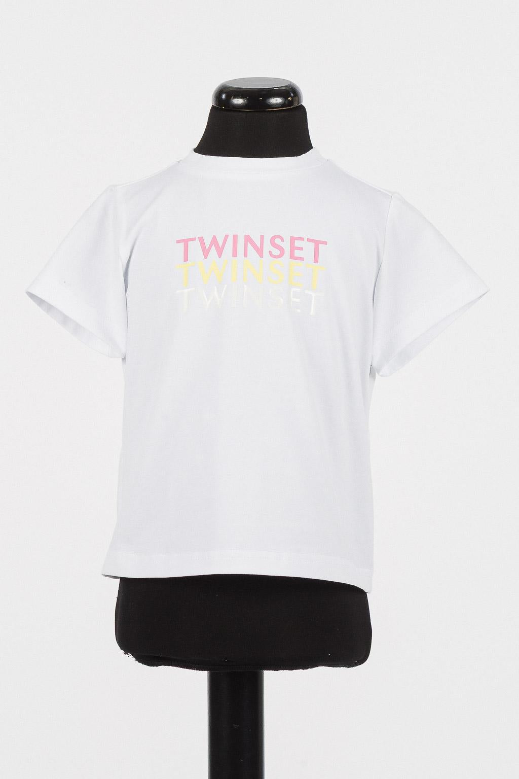 T-SHIRT BAMBINA CON LOGO MULTICOLORE BIANCO TWINSET 261GB2180 BIANCO TWINSET KIDS