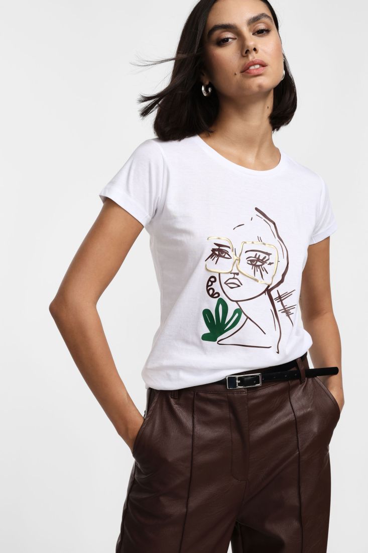 t-shirt DONNA REGULAR FIT GIROCOLLO CON stampa BIANCO PLEASE T7663P3C3 BIANCO PLEASE 
