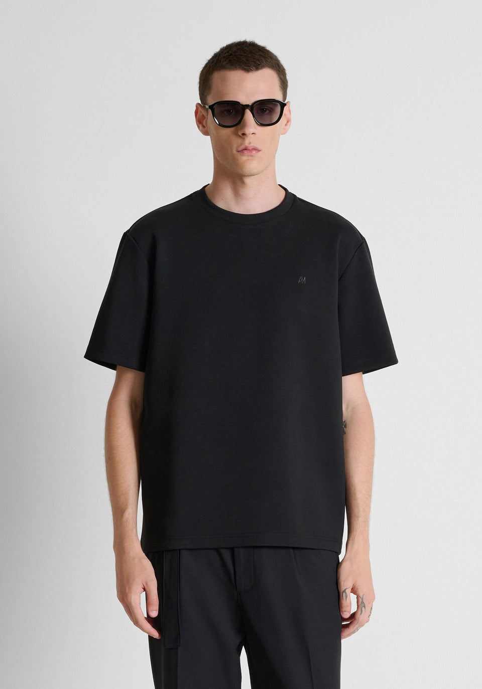 t-shirt uomo mezza manica relaxed fit in scuba nero antony morato MMKA02706 NERO ANTONY MORATO 