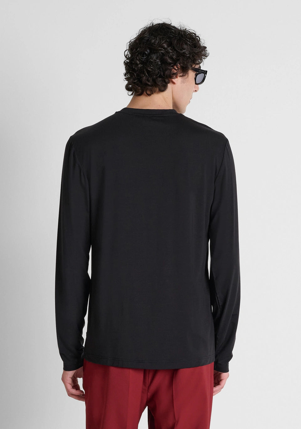 t-shirt uomo slim fit in lyocell manica lunga nero antony morato MMKL00336 NERO ANTONY MORATO 
