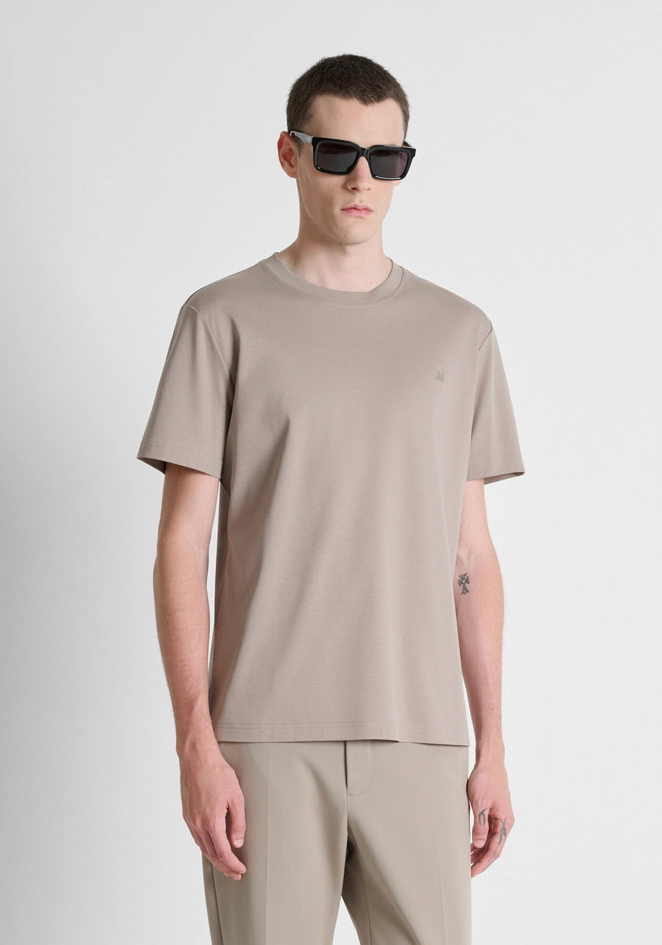 t-shirt uomo mezza manica regular fit in jersey bianco antony morato MMKS02727 MASTICE ANTONY MORATO 
