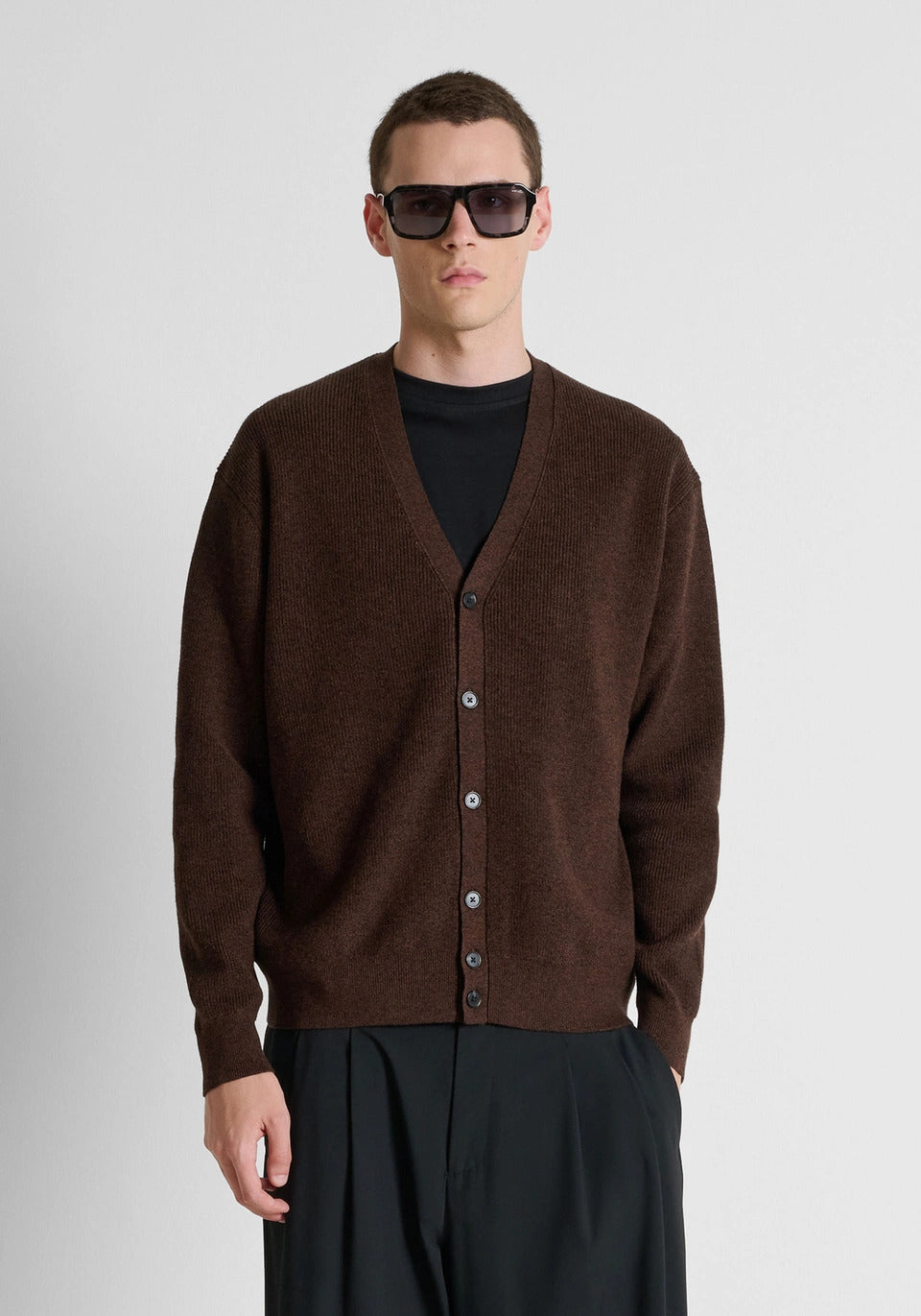 cardigan uomo in maglia con bottoni oversize tabacco antony morato MMSW01635 TABACCO ANTONY MORATO 