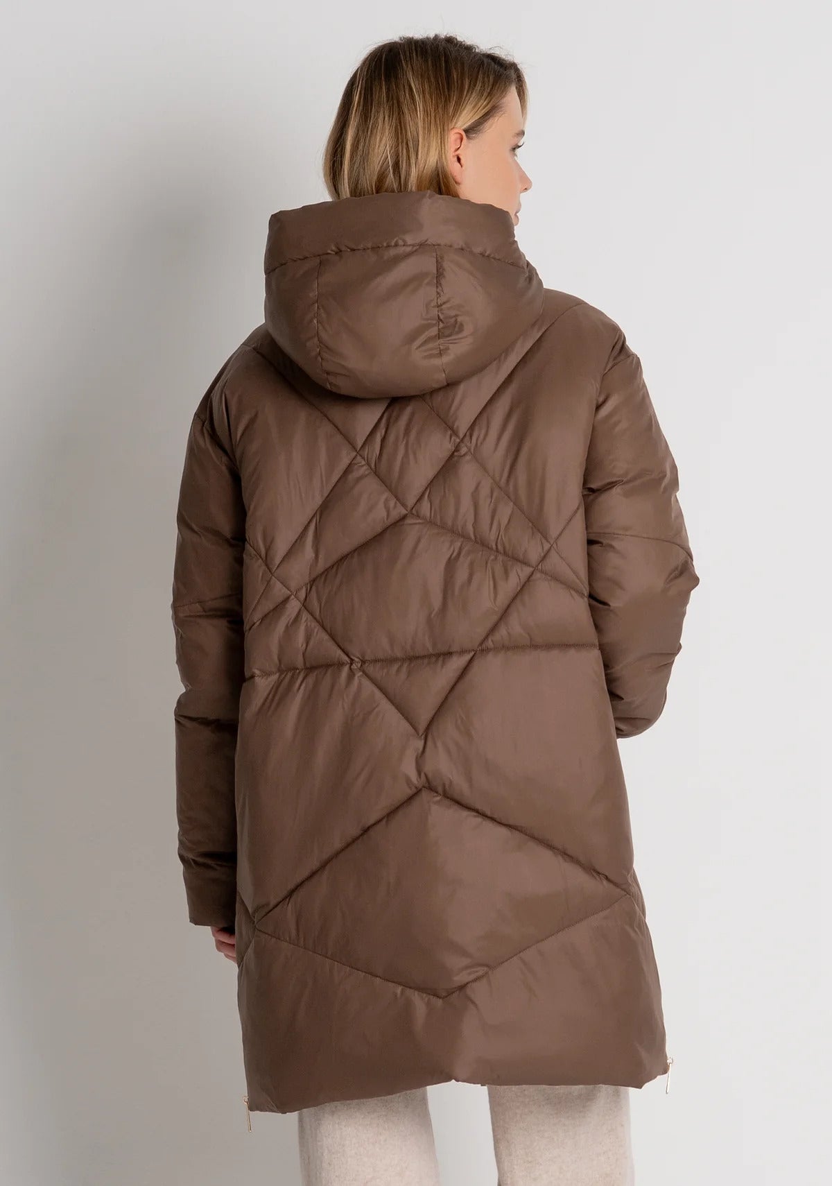 PIUMINO DONNA CON CAPPUCCIO MARRONE FRACOMINA FR26WC3017O46401-I49 MARRONE FRACOMINA 