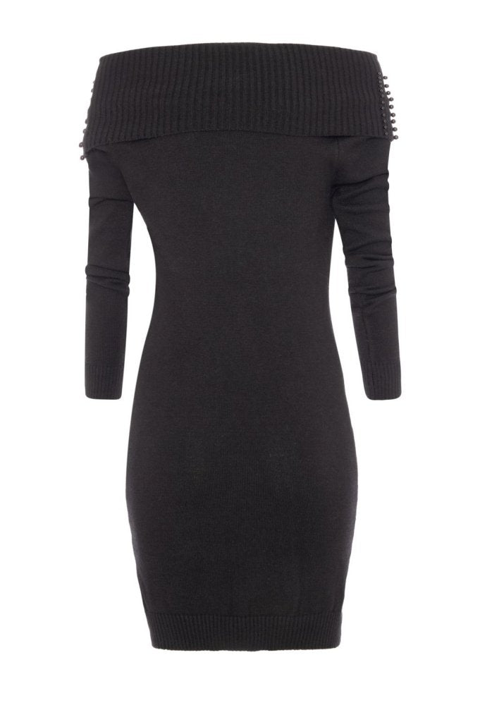 abito DONNA  mini in maglia con scollo a barca e applicazioni NERO FRACOMINA FR26WD5007K506R9 NERO FRACOMINA 