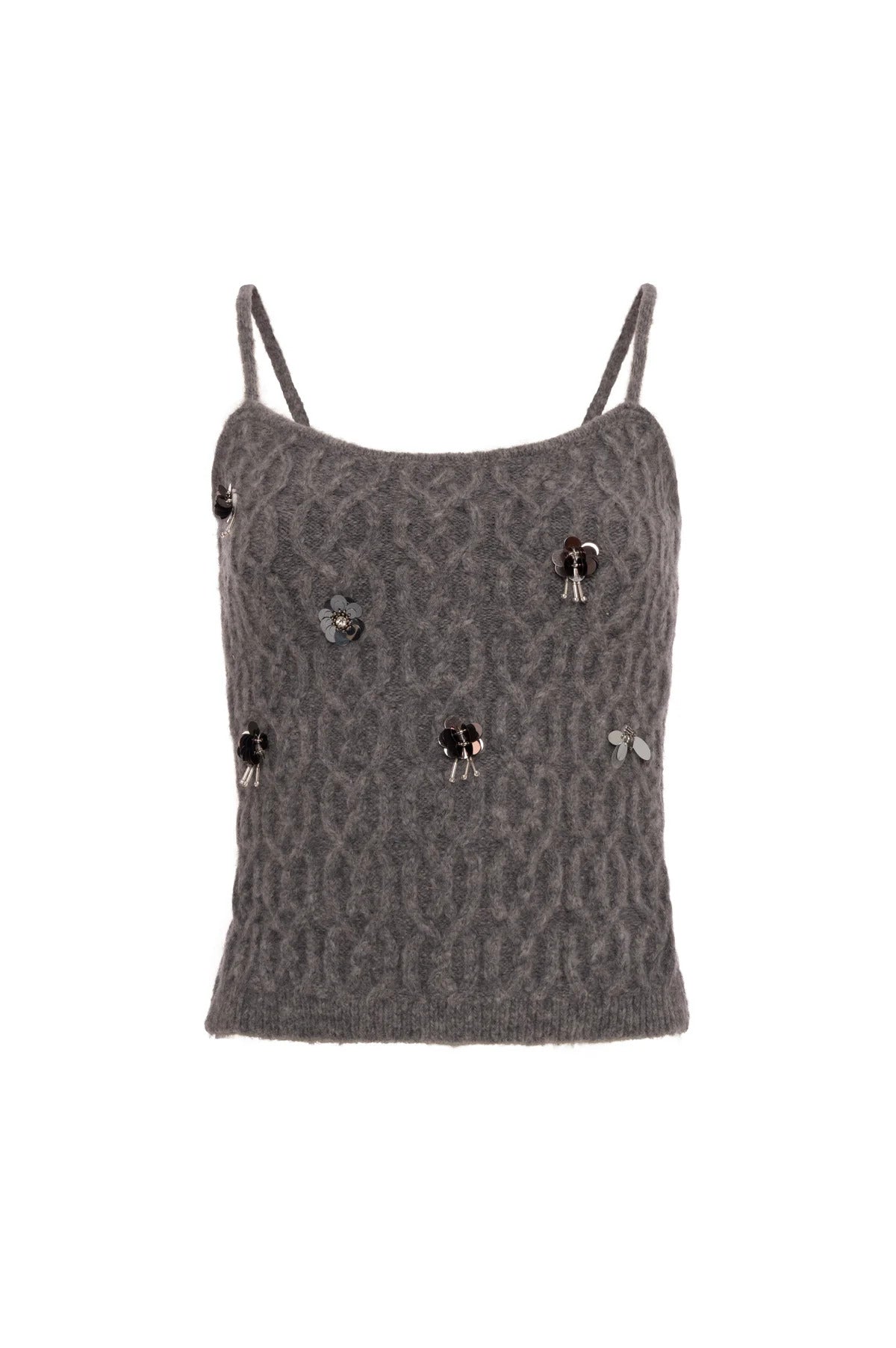 top donna in maglia con applicazioni grigio fracomina FR26WJ5003K46R9 GRIGIO FRACOMINA 