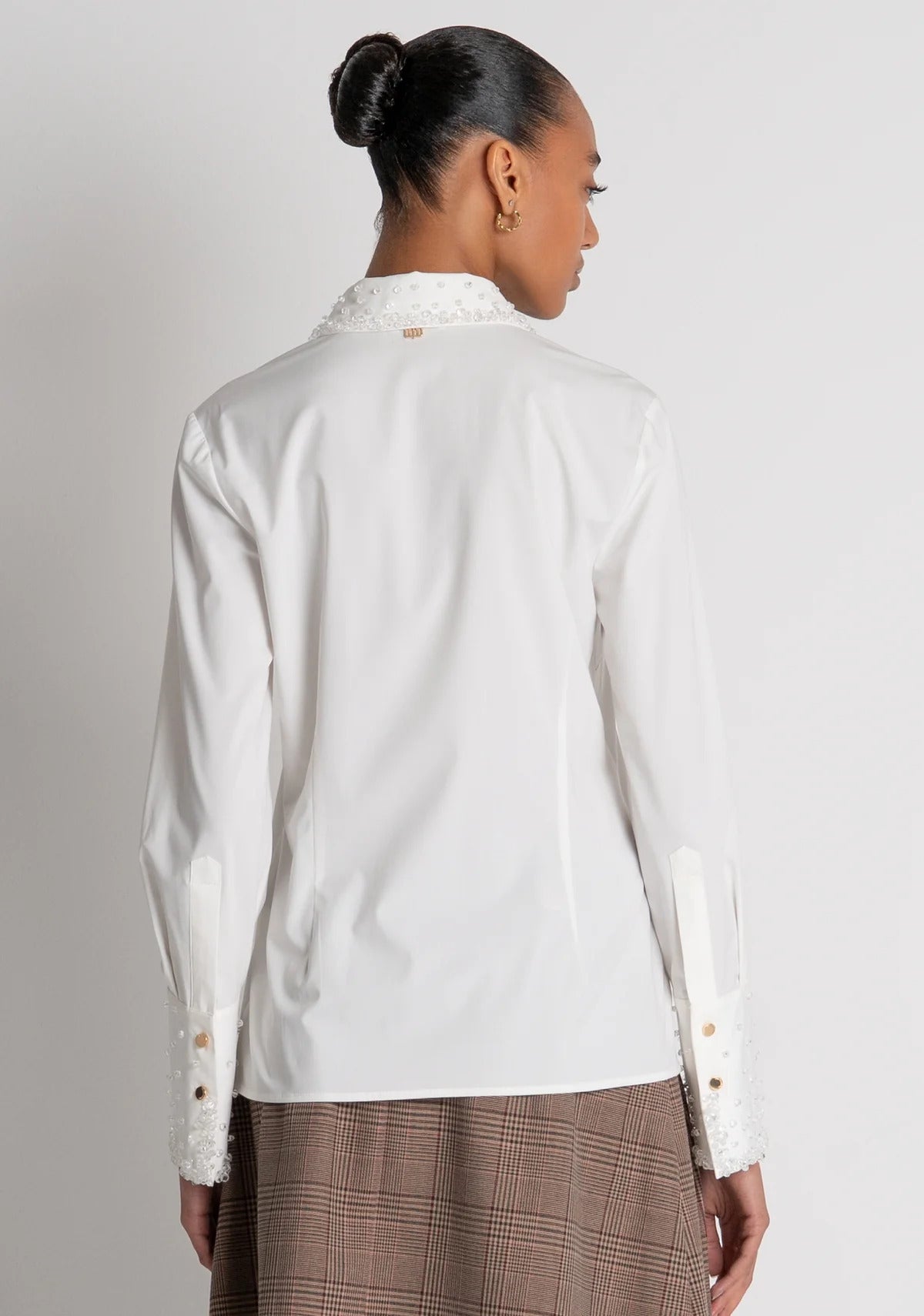 camicia donna slim con applicazioni sul collo bianco Fracomina FR26WT6006W58401 CREAM FRACOMINA 