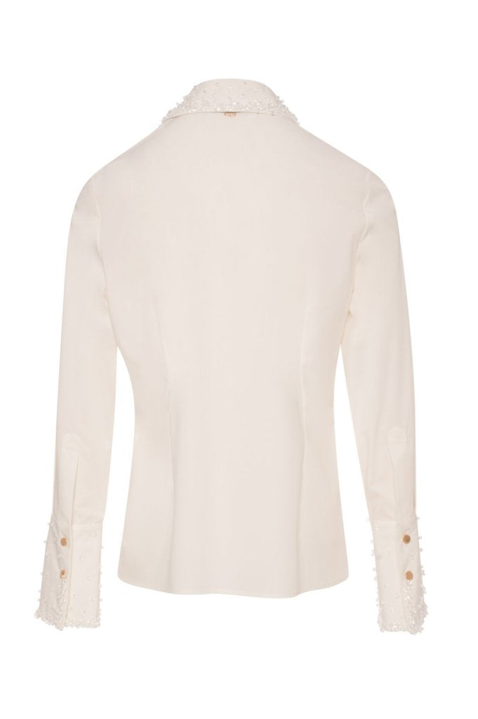 camicia donna slim con applicazioni sul collo bianco Fracomina FR26WT6006W58401 CREAM FRACOMINA 