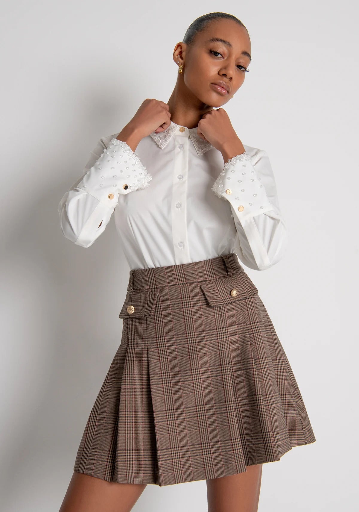 camicia donna slim con applicazioni sul collo bianco Fracomina FR26WT6006W58401 CREAM FRACOMINA 