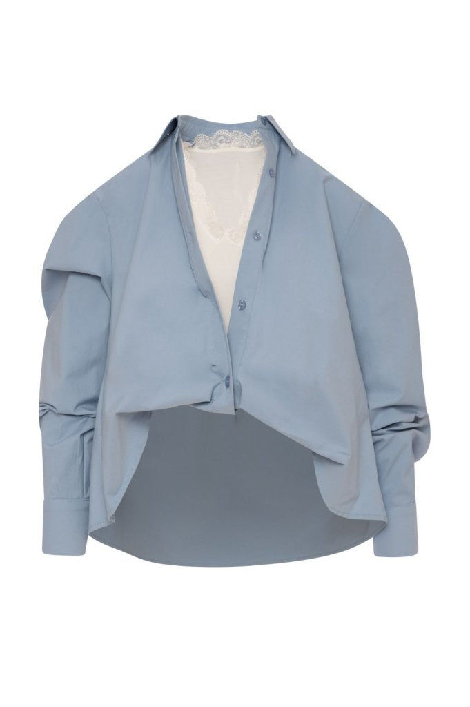 camicia donmna cropped  con colletto azzurro fracomina FR26WT6018W58401 AZZURRO FRACOMINA 