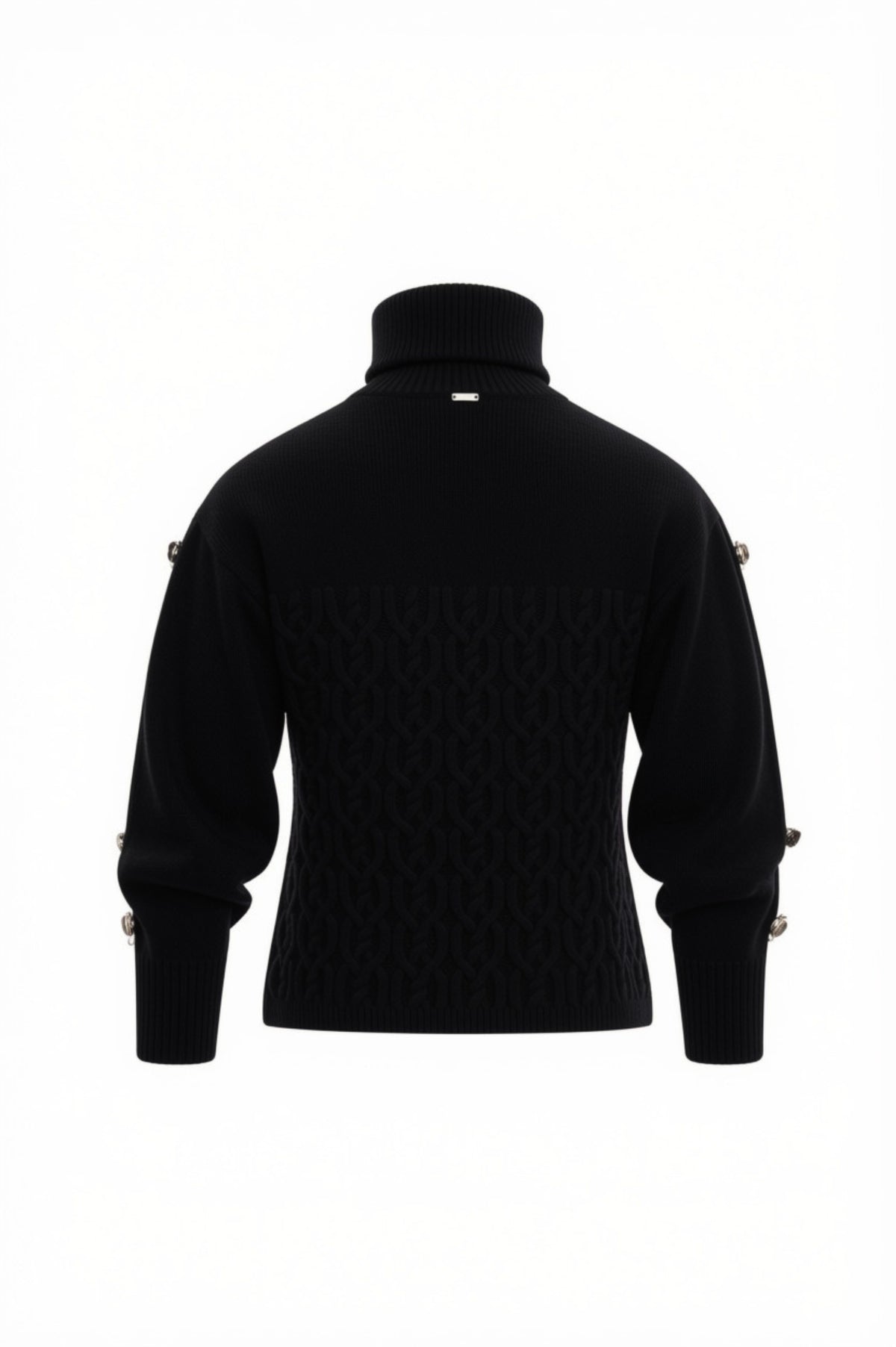maglia donna collo alto con applicazioni nero Fracomina FR26WT7050K463R0 NERO FRACOMINA 