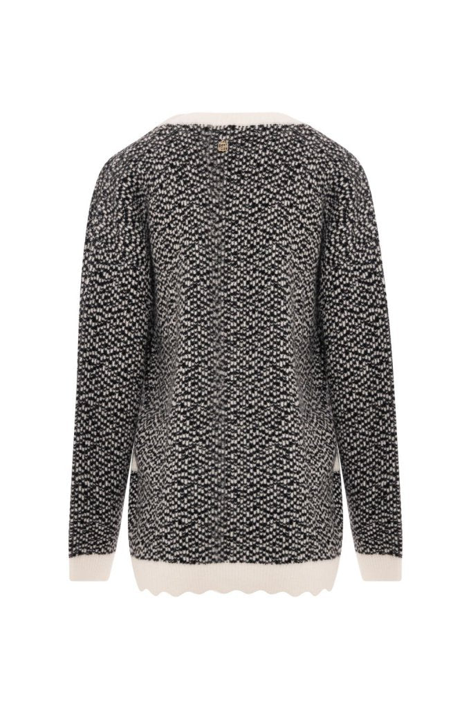 cardigan donna scollo v con bottoni bianco e nero  fracomina FR26WT8018K460F8 BIANCO-NERO FRACOMINA 