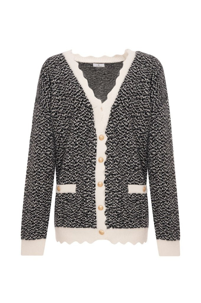 cardigan donna scollo v con bottoni bianco e nero  fracomina FR26WT8018K460F8 BIANCO-NERO FRACOMINA 