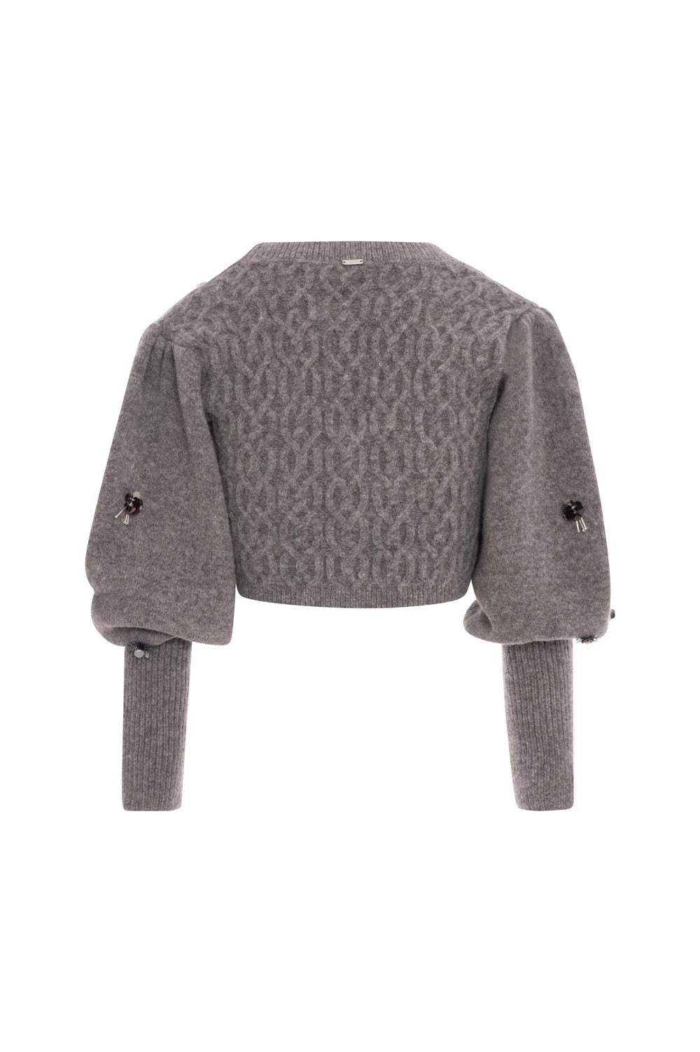 cardigan donna cropped con applicazioni grigio fracomina FR26WT8029K463R9 GRIGIO FRACOMINA 