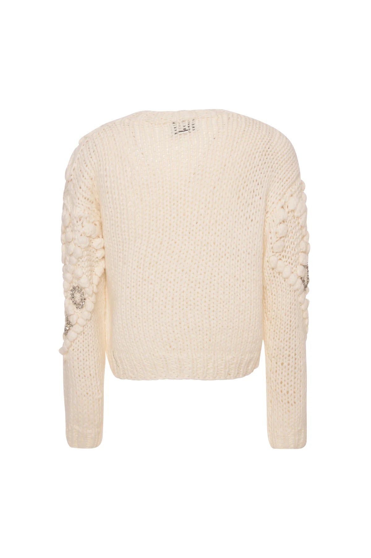cardigan donna con lavorazione fatta a mano e applicazioni panna fracomina FR26WT8030K465R9 PANNA FRACOMINA 