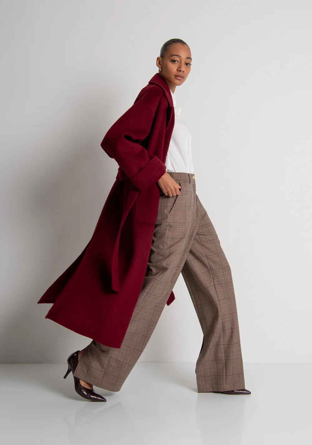 pantalone donna linea dritta con spacchi in principe di galles fracomina FR26WV2005W57595 MULTICOLORE FRACOMINA 