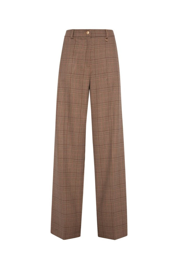pantalone donna linea dritta con spacchi in principe di galles fracomina FR26WV2005W57595 MULTICOLORE FRACOMINA 