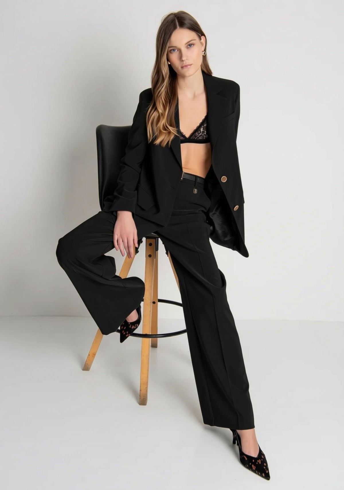 pantalone donna flare vita regolare nero fracomina FR26WV3002W42901 NERO FRACOMINA 