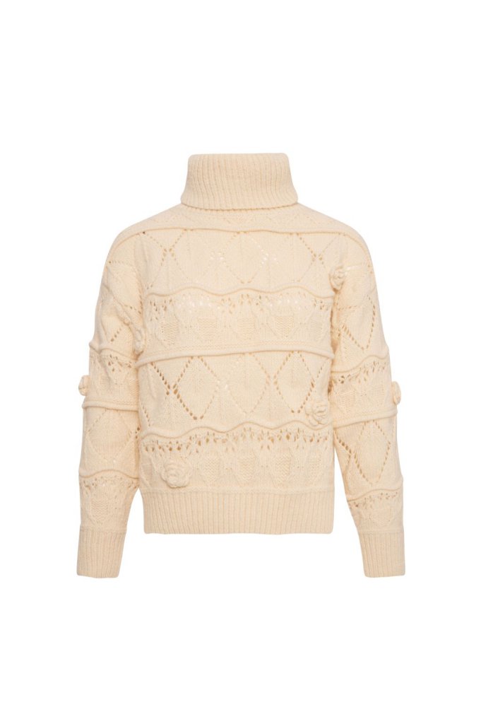 pullover donna lavorato in lana panna fracomina FY26WT7063K47401 PANNA FRACOMINA 