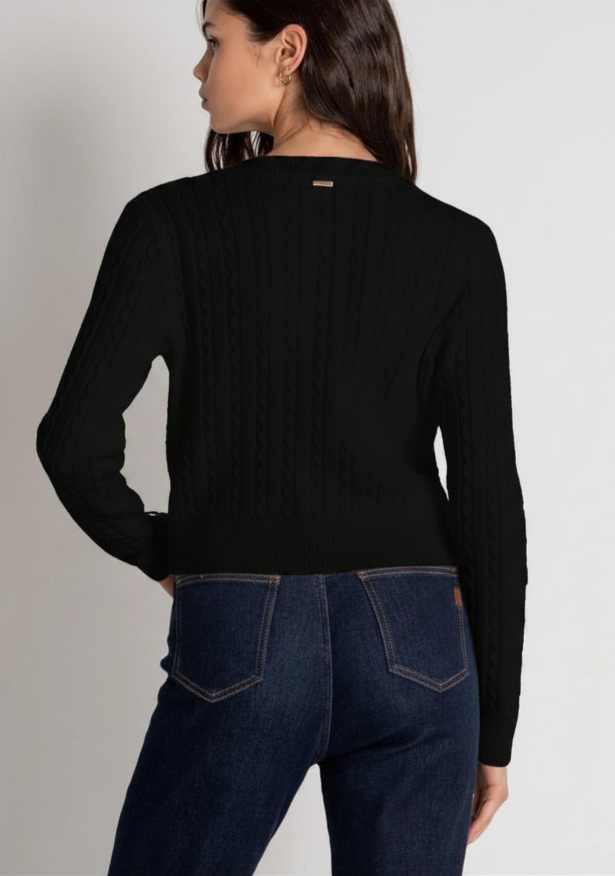 cardigan donna con punto treccia nero fracomina FY26WT8037K45801 NERO FRACOMINA 