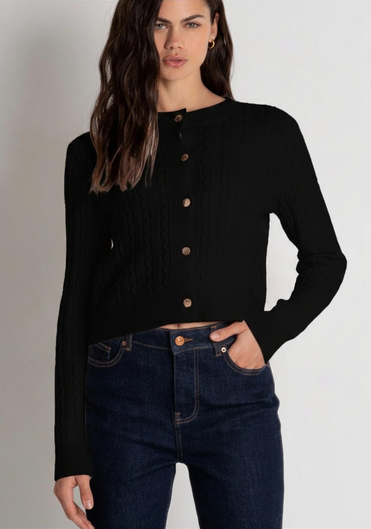 cardigan donna con punto treccia nero fracomina FY26WT8037K45801 NERO FRACOMINA 