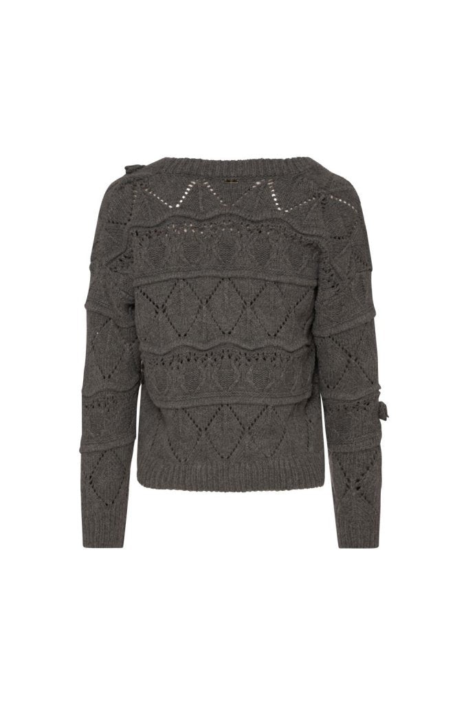 cardigan donna  lavorato con punto treccia grigio fracomina FY26WT8038K47401 GRIGIO FRACOMINA 
