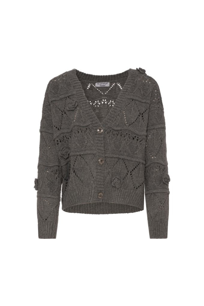 cardigan donna  lavorato con punto treccia grigio fracomina FY26WT8038K47401 GRIGIO FRACOMINA 
