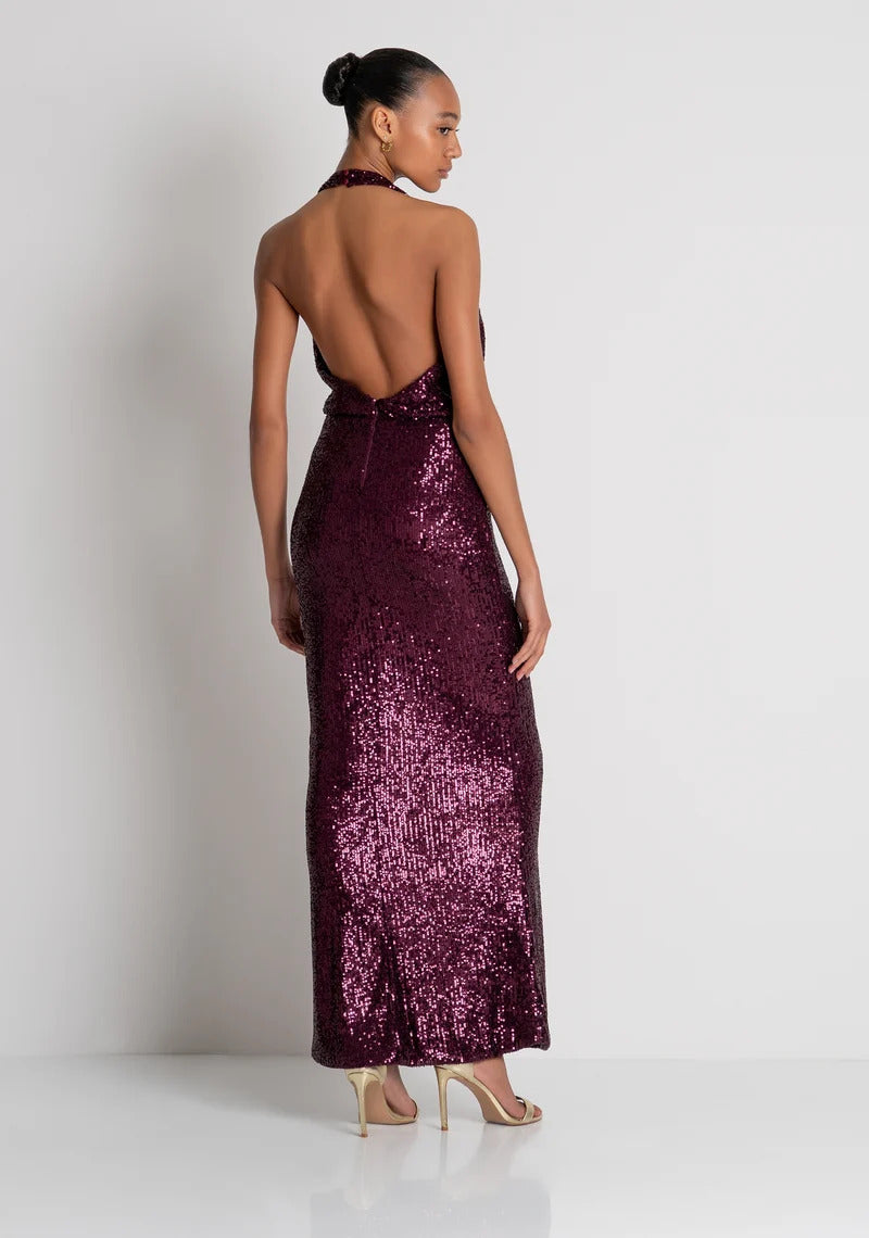 ABITO DONNA LUNGO IN PAILLETTES BORDEAUX FRACOMINA FQ26WD3017W706N6 RED WINE FRACOMINA 