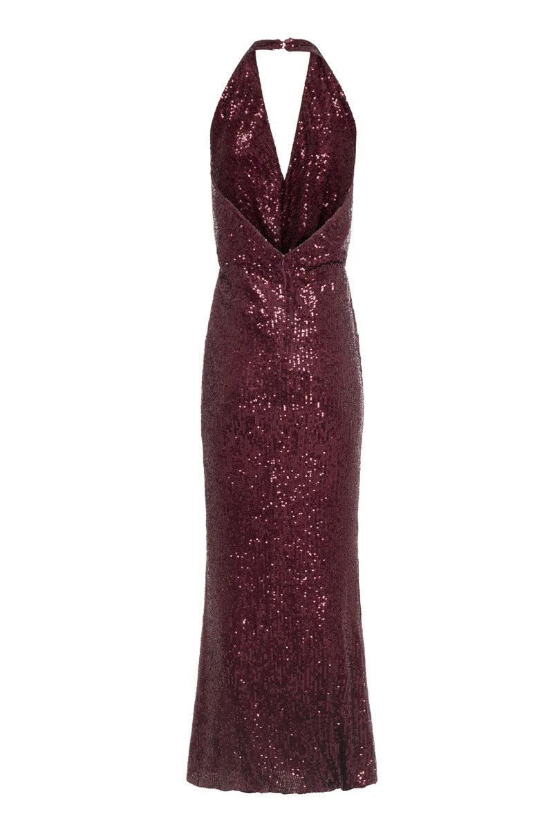 ABITO DONNA LUNGO IN PAILLETTES BORDEAUX FRACOMINA FQ26WD3017W706N6 RED WINE FRACOMINA 