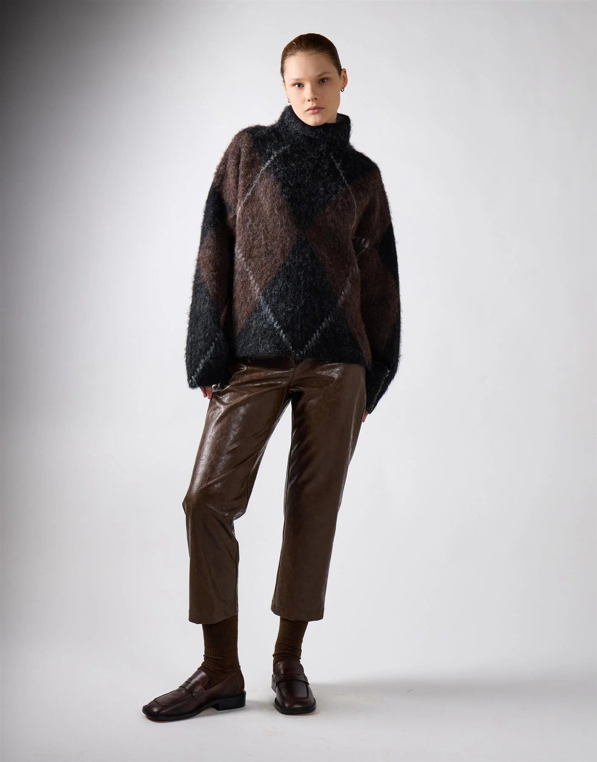 PANTALONE DONNA CROPPED IN ECOPELLE MARRONE GLAMOROUS AN4961A BROWN GLAMOROUS 
