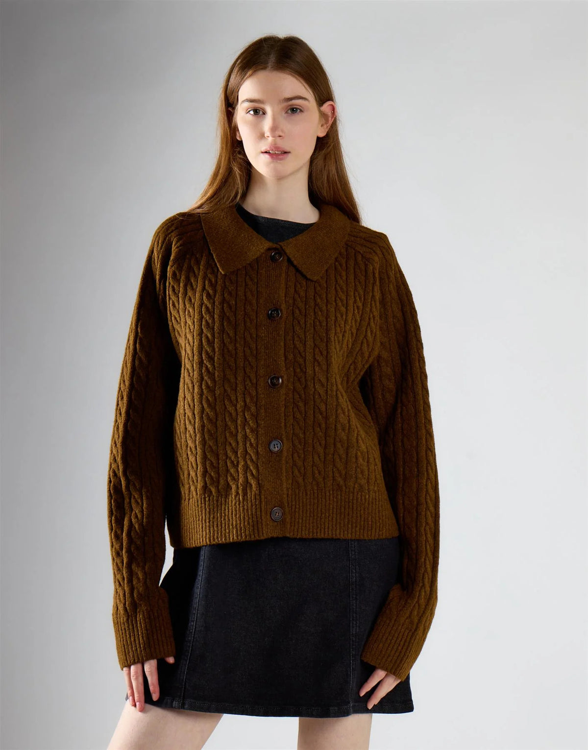 cardigan donna con colletto e bottoni a trecce bruciato glamorous AN5959 BURNT GLAMOROUS 