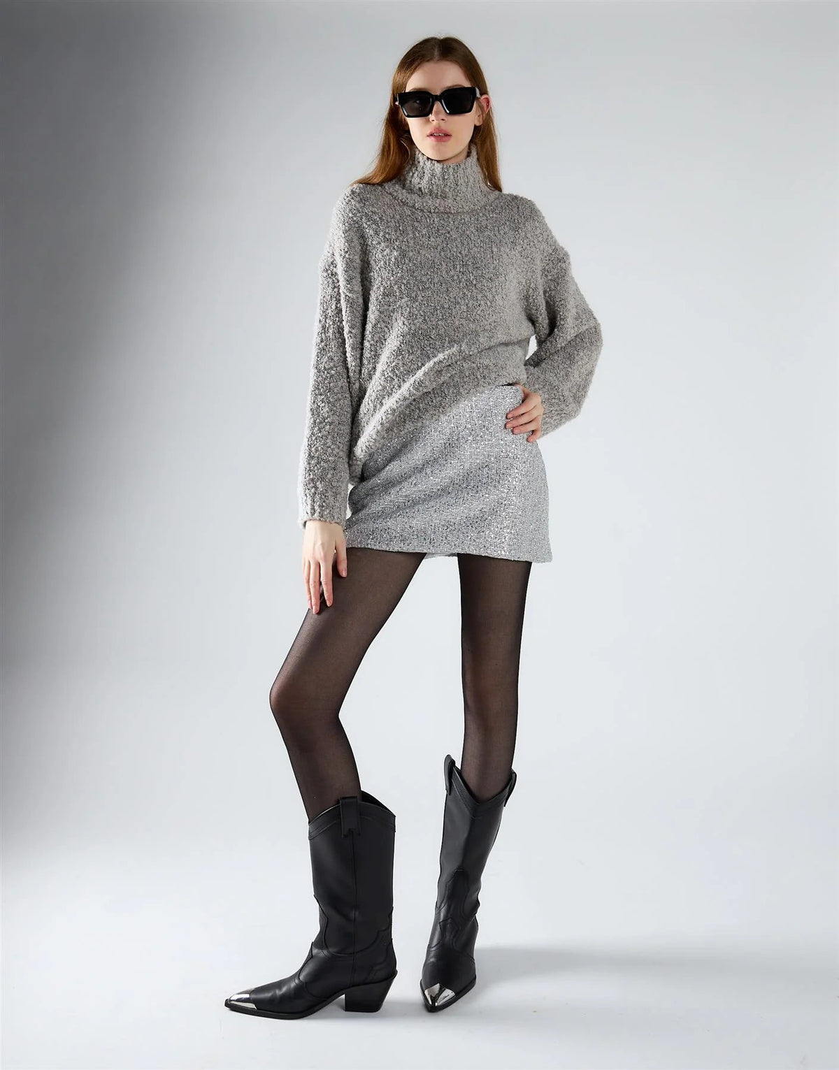 MINIGONNA donna IN TWEED con paillettes SILVER GLAMOROUS KA7487A SILVER GLAMOROUS 