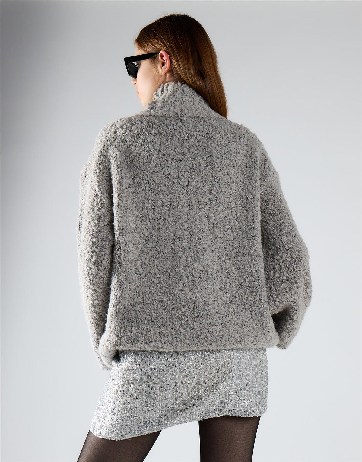 MINIGONNA donna IN TWEED con paillettes SILVER GLAMOROUS KA7487A SILVER GLAMOROUS 